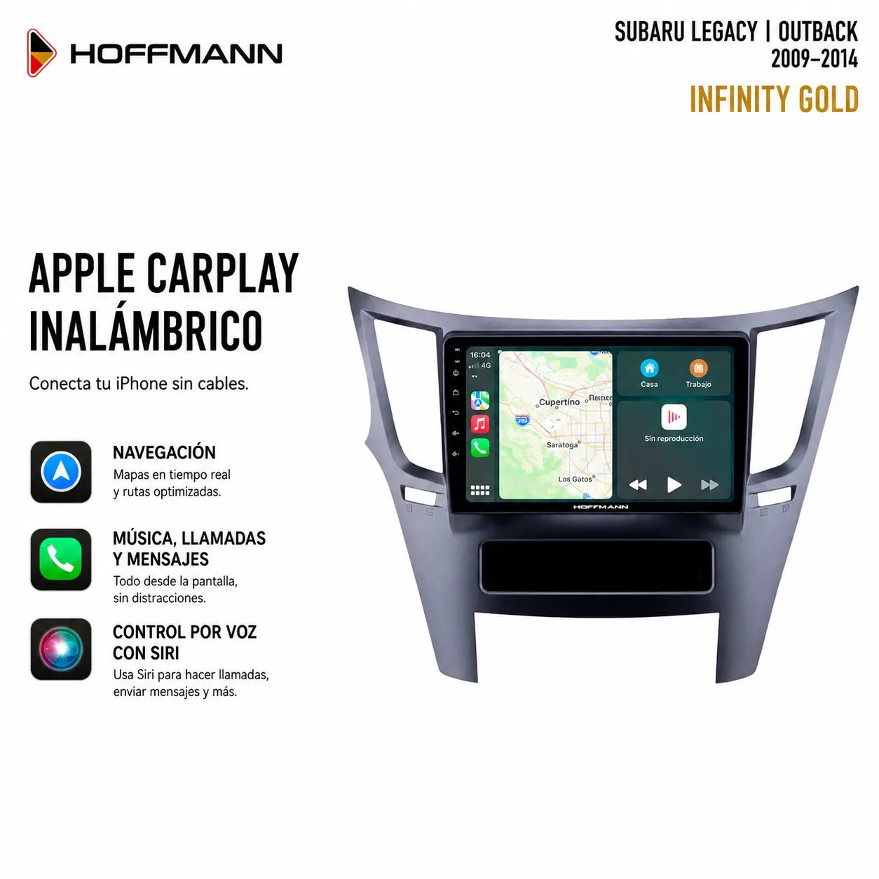 Subaru Legacy Outback 2009 al 2014 Hoffmann Infinity Gold Apple CarPlay & Android Auto - Image 2