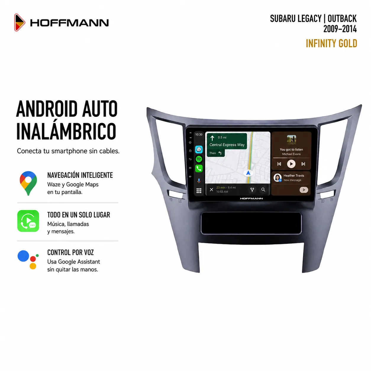 Subaru Legacy Outback 2009 al 2014 Hoffmann Infinity Gold Apple CarPlay & Android Auto - Image 3