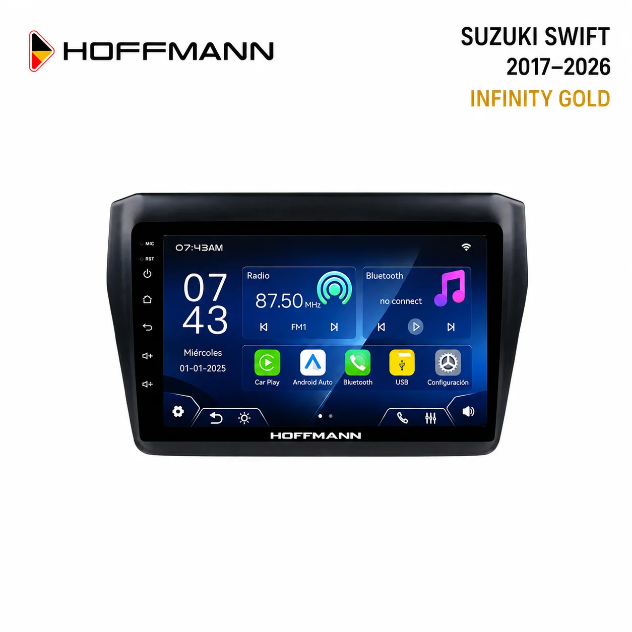 pantalla-hoffmann-infinity-gold-suzuki-swift-2017-2026 Suzuki Swift 2017 al 2026 Hoffmann Infinity Gold Apple CarPlay & Android Auto - Image 1