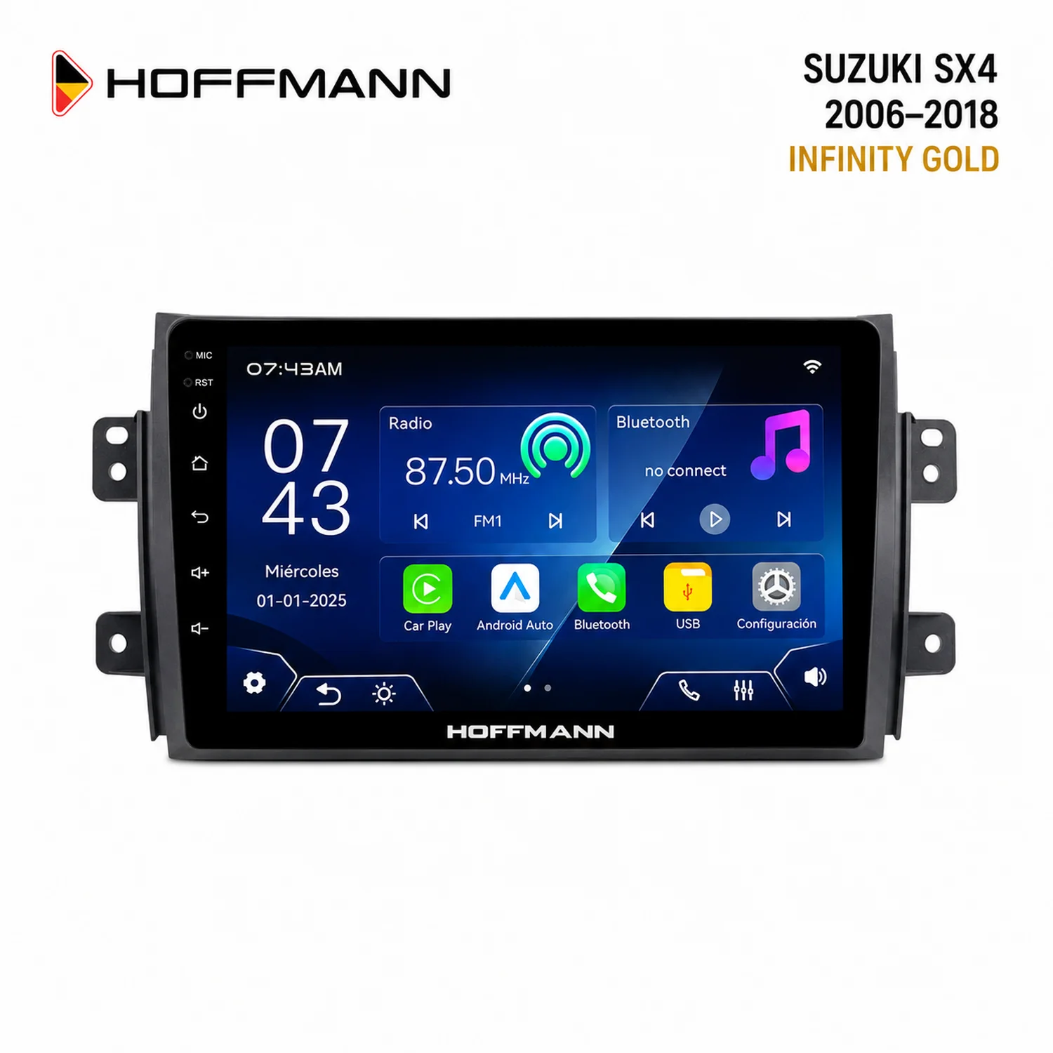 pantalla-hoffmann-infinity-gold-suzuki-sx4-2006-2018 Suzuki SX4 2006 al 2018 Hoffmann Infinity Gold Apple CarPlay & Android Auto - Image 1