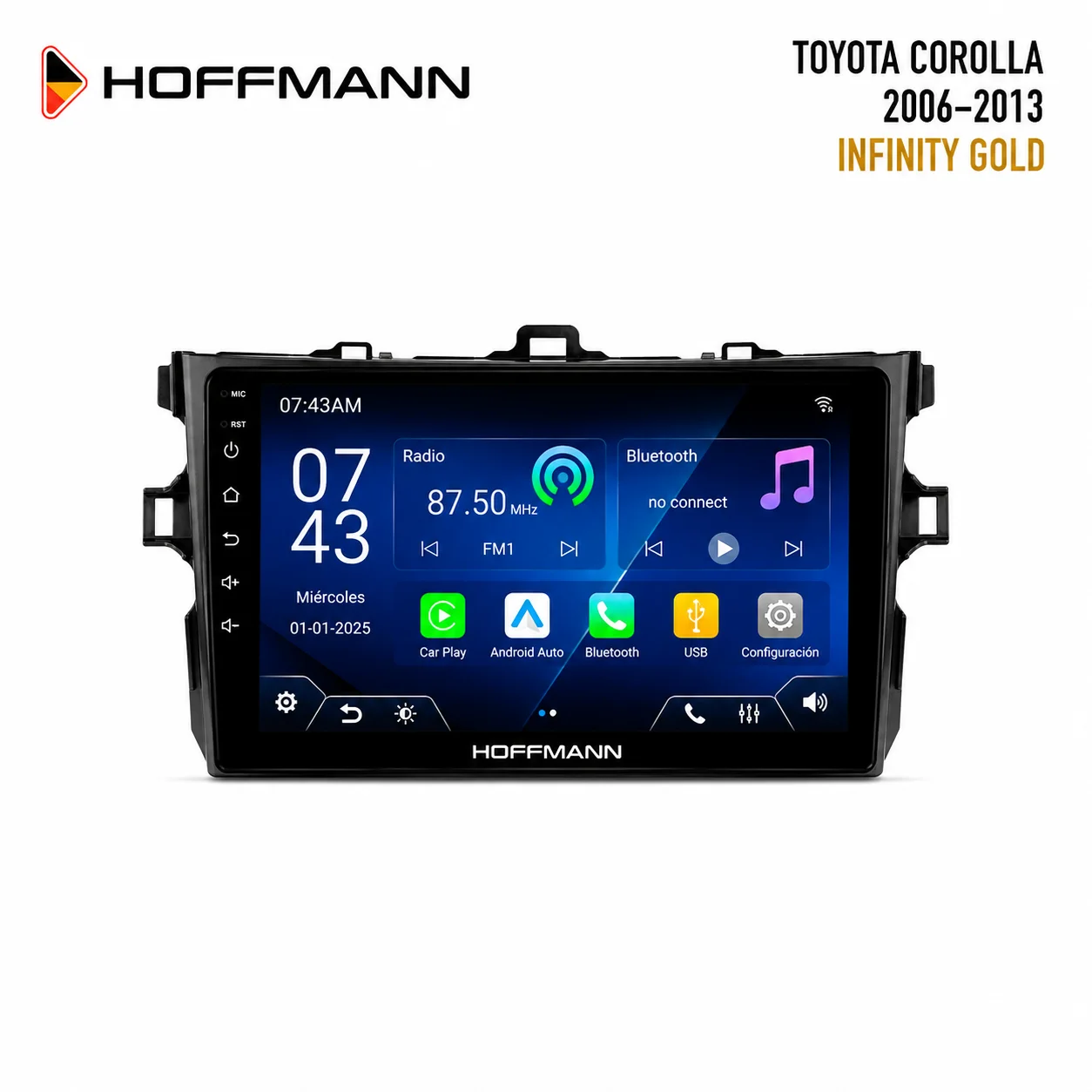 pantalla-hoffmann-infinity-gold-toyota-corolla-2006-2013 Toyota Corolla 2006 al 2013 Hoffmann Infinity Gold Apple CarPlay & Android Auto - Image 1
