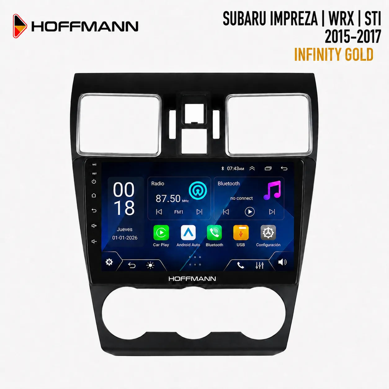 Subaru Impreza | WRX | STI 2015 al 2017 Hoffmann Infinity Gold Apple CarPlay & Android Auto